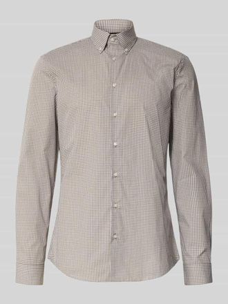 Jake*s Slim Fit Business-Hemd mit Button-Down-Kragen in Taupe, Gr&ouml;&szlig;e 37/38