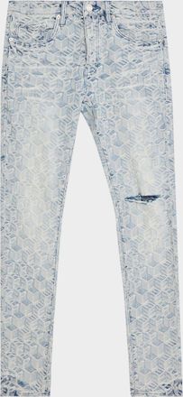 Purple Men & apos;s Jacquard Monogram Skinny Jeans