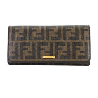 Fendi Black Brown Pvc Leather Long Wallet (Tri-Fold) (Pre-Owned)