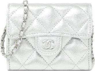 Chanel Silver Grained Calfskin Chain/Shoulder Wallet (Pre-Owned)