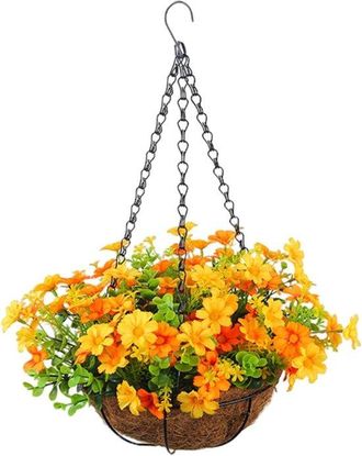 OEM Cesta Colgante De Flores - Decoraci&oacute;n Floral Artificial - Embellece Tu Jard&iacute;n - Colores Que No Se Desvanecen - 28x28x44cm - Varios Colores