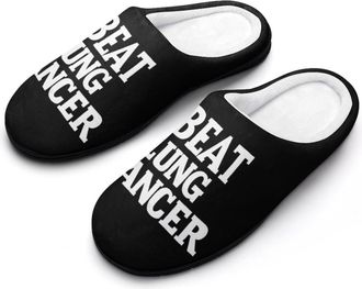 Generic I Beat Lung Cancer Mens Slippers House Slipper Anti-skid Sole Indoor Shoes Outdoor Comfort Cotton