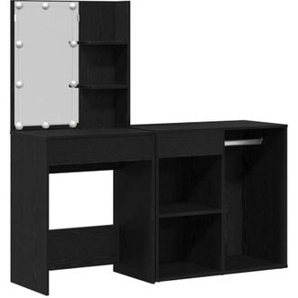 vidaXL Vidaxl - Mesa De Maquillaje Led Con Caj&oacute;n Roble Negro 140 X 40 X 140 Cm