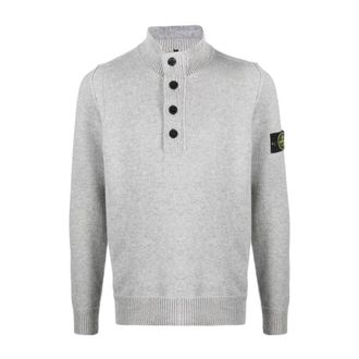 Stone Island Truien & Vesten, Heren, Grijs, M, Wol, Compass-Patch Gebreide Jumper