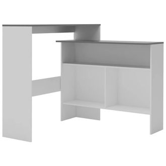 Berkfield Home Bar Table with 2 Table Tops White & Grey 130x40x120 cm | Size: 130 x 40 x 120 cm