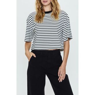 Pistola Denim Mae Stripe Back Cutout Crop T-Shirt in Black White Stripe at Nordstrom Rack, Size X-Small