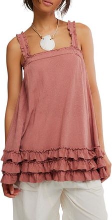 Free People Spring Tide Ruffle Tunic Top in Cedarwood at Nordstrom, Size X-Small