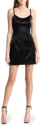 Misha Collection Hildegard Croc Embossed Faux Leather Minidress in Black at Nordstrom Rack, Size 6
