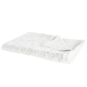 Beliani Manta De Acr&iacute;lico Blanco 150 X 200 Cm Mullido Suave Dise&ntilde;o Escandinavo Tourza