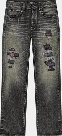 Purple Rip & Repair Straight-Leg Jeans