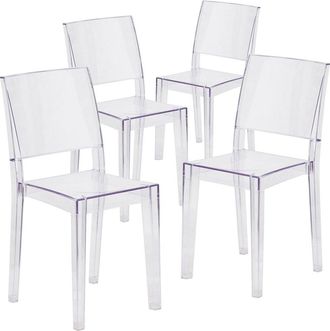 Flash Furniture 4 Pk. Phantom Series Transparent Stacking Side Chair