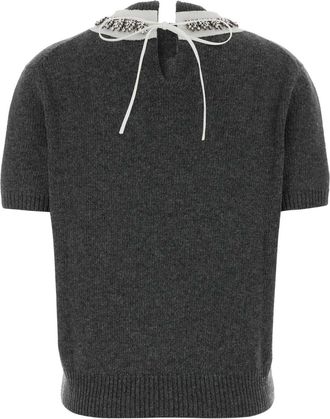 Prada Womens Dark Grey Wool Blend Sweater Ardesia Maglieria