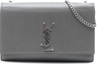 Saint Laurent Pre-owned Womens Medium Grain De Poudre Monogram Kate Crossbody - Grey Leather - One Size
