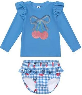 Huxbaby Cherry Gingham 2Pc Swim Set in Bijou Blue Multi at Nordstrom, Size 6-12M Au