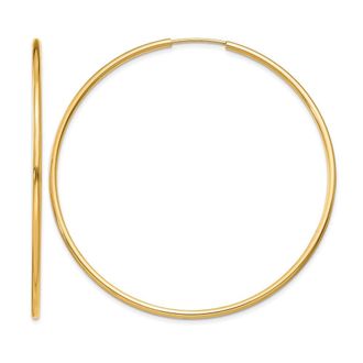Diamond2Deal 10k Yellow Gold 1.5mm Round Endless Hoop Earrings