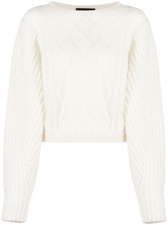 Fabiana Filippi cable-knit wool-blend jumper - White