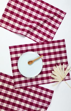 Archive New York Abigail Cranberry Handwoven Cotton Placemats, Set of 4 in Burgundy at Nordstrom, Size Small