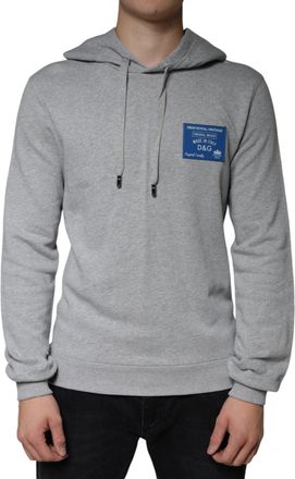 Dolce & Gabbana Logo-Patch Cotton Hoodie - Gray