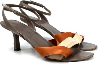 The Row Ribbons Leather and Satin Sandals Size 38