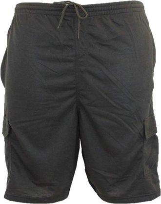 KAM Kam Mens Big Size Cotton Terry Jersey Cargo Shorts (300) in Black in 7XL