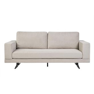 Miliboo Miliboo - Sof&aacute; De Dise&ntilde;o 3 Plazas En Tela Chenilla Beige Y Metal Negro Lennon