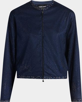 Giorgio Armani Embellished Tulle And Silk Bomber Jacket