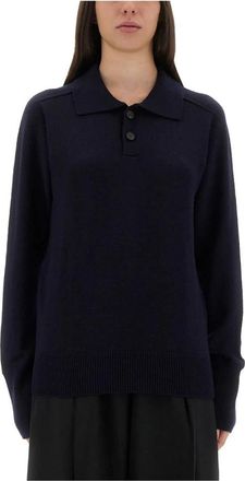 STUDIO NICHOLSON Sark Knit - Dames - Ronde hals truien - Blauw - XL - Wol - Truien & Vesten