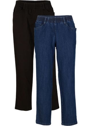 Bonprix Straight-Jeans BONPRIX, Damen, Gr. 36, N-Gr, blau denim, schwarz, Denim/Jeans, Obermaterial: 97% Baumwolle, 3% Elasthan, regular fit, Jeans Straight-J
