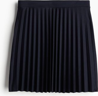 H&M Plissierter Jerseyjupe - Marineblau