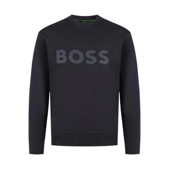 HUGO BOSS Hugo, Sweatshirts, male, Blue, Size: 2XL Round-neck Knitwear