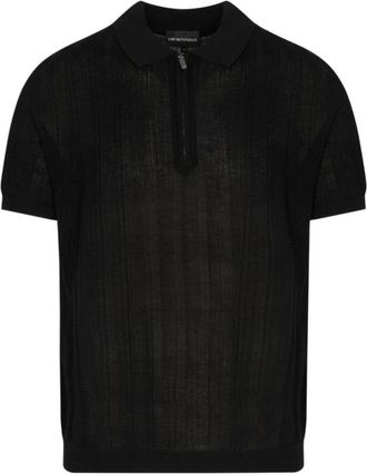 Emporio Armani Polo Shirts, male, Black, Size: XL Knitted Polo
