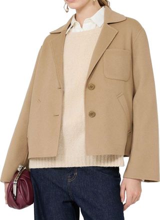 Max Mara Wool-Blend Cropped Blazer - Beige