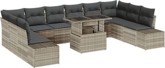 vidaXL Vidaxl - Garden Sofa Set with Storage 11 pcs Light Grey Poly rattan