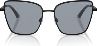 Jimmy Choo London Orli 55mm Square Sunglasses in Matte Black /Grey Glitter at Nordstrom