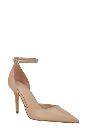 Calvin Klein Olettia Ankle Strap Pointed Toe Pump in Light Natural at Nordstrom, Size 5