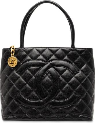 Chanel Borsa tote Medallion in pelle Caviar 1997-1999 - Nero