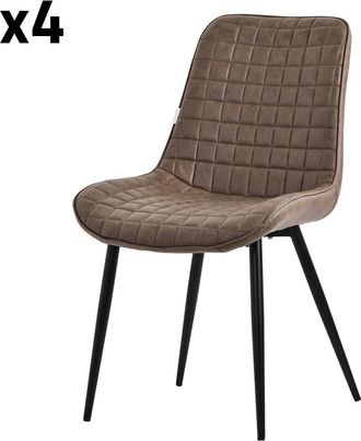 ML Design Sillas de comedor set de 4, marr&oacute;n, imitaci&oacute;n piel
