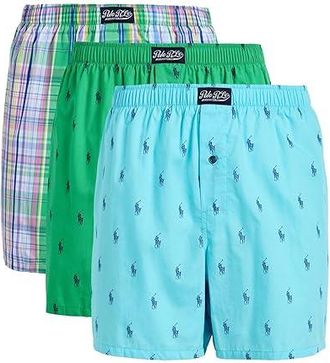 Polo Ralph Lauren Woven Boxers Mens Underwear Hammond Blue/Greendale Plaid/Vineyard Green : XL, Cotton