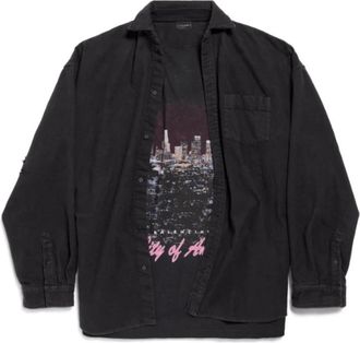 Balenciaga Heren, Overhemden, Zwart, Maat: L Katoen