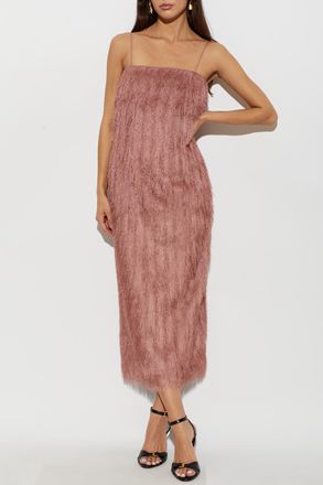 Balmain Dress With Fringes, Womens, Pink