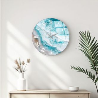 Wallity Orologio da parete in vetro, orologio decorativo per soggiorno Clock Multicolore