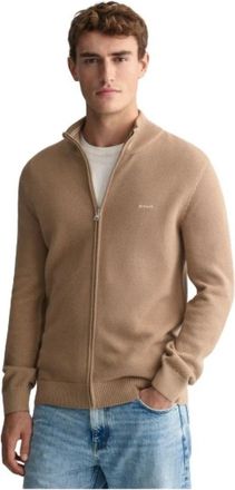 GANT Gilet met ritssluiting - Heren - Vesten - Bruin - XL - Katoen - Truien & Vesten