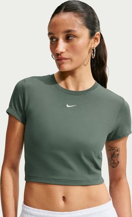 Nike Womens Nike Sportswear Chill Knit Cropped T-Shirt in Green | HF9538-303