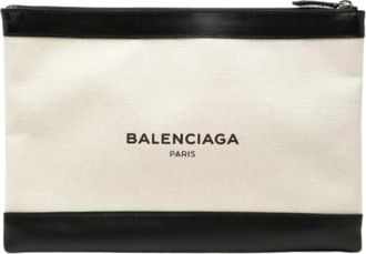 Balenciaga Pre-owned Clutches, female, Beige, Size: ONE SIZE Pre-owned Canvas Clutch