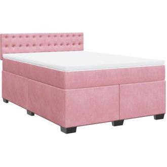 vidaXL Vidaxl - Cama Box Spring Con Colch&oacute;n Terciopelo Rosa 140x190 Cm