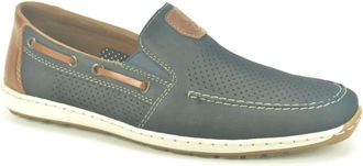 Rieker Schoenen, Heren, Blauw, 42 EU, Blauw Nubuck Geperforeerde Casual Schoenen