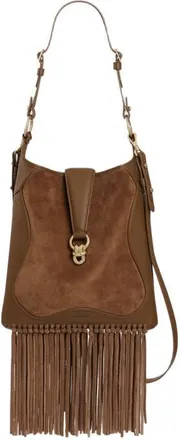 Sandro Leather and suede fringe bag in Camel at Nordstrom, Size Medium