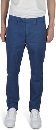 Jeckerson Blauwe polka dot slim fit broek - Heren - Slim Fit Broeken - Blauw - W31 - Katoen - Broeken