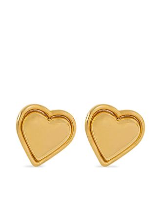 Luisa Spagnoli Novero heart clip-on earrings - women - Brass/Rhinestone - One Size - Gold