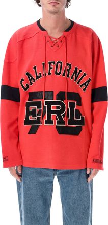 ERL Red Hockey Lace-Up Boxy Sweatshirt